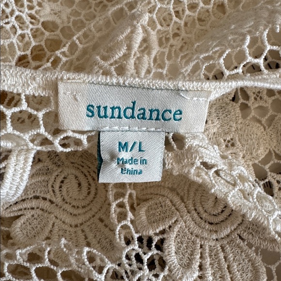 Sundance Harmony Pearl Floral Lace Crochet Open Front Cardigan Covertop size M/L - Picture 5 of 9